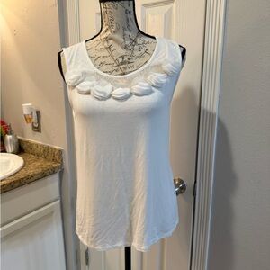 Philosophy White Sleeveless Tank with Rosette Trim